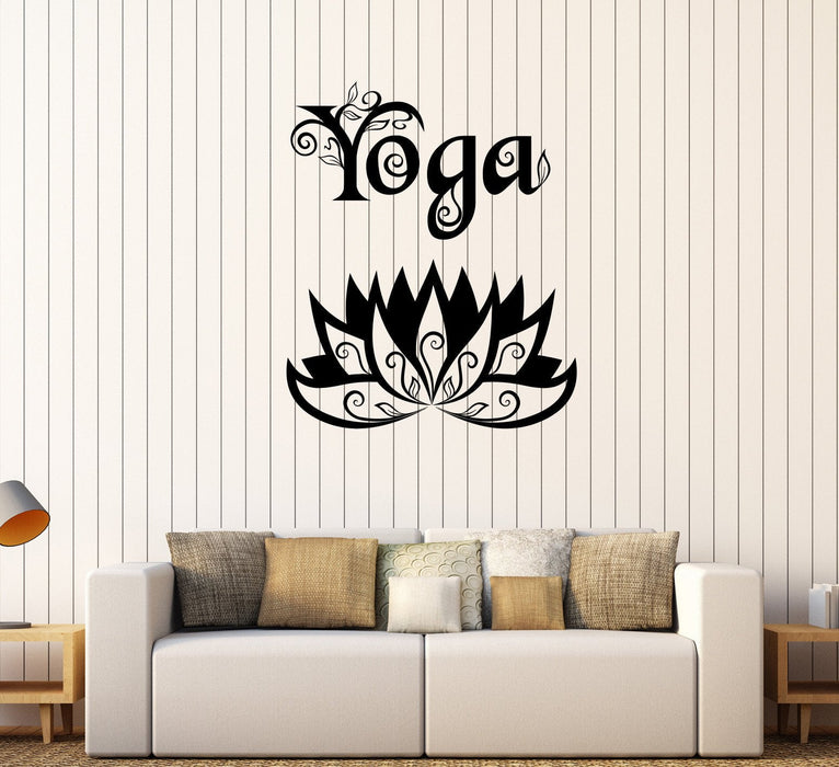 Vinyl Wall Decal Yoga Center Meditation Lotus Flower Mural Stickers Unique Gift (226ig)