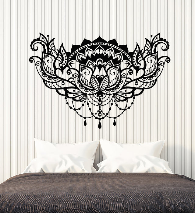 Vinyl Wall Decal Lotus Flower Ornament Room Decoration Stickers (3248ig)