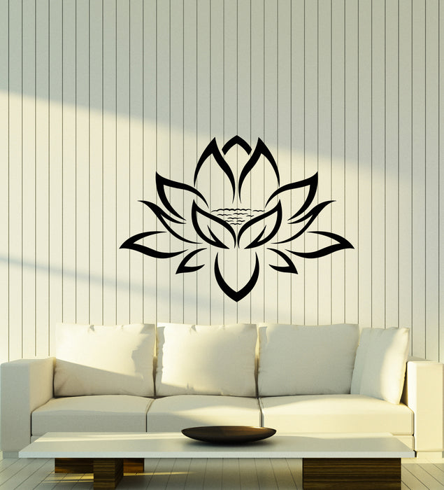 Vinyl Wall Decal Yoga Lotus Flower Meditation Room Stickers (3529ig)