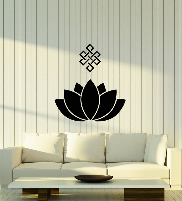Vinyl Wall Decal Lotus Flower Ornament Buddhism Meditation Room Stickers (3693ig)
