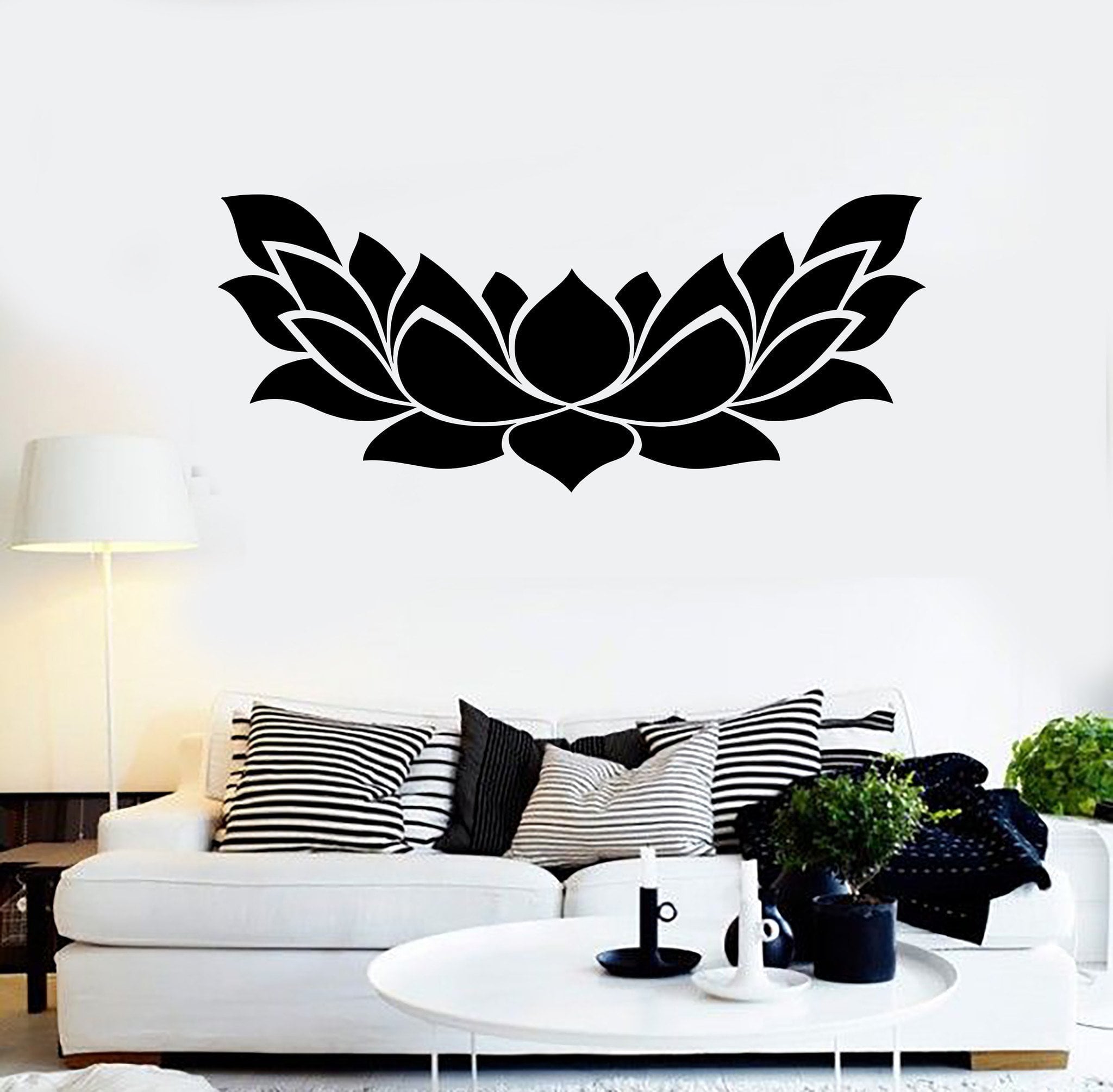 Vinyl Wall Decal Lotus Flower Yoga Center Floral Stickers Mural Unique ...