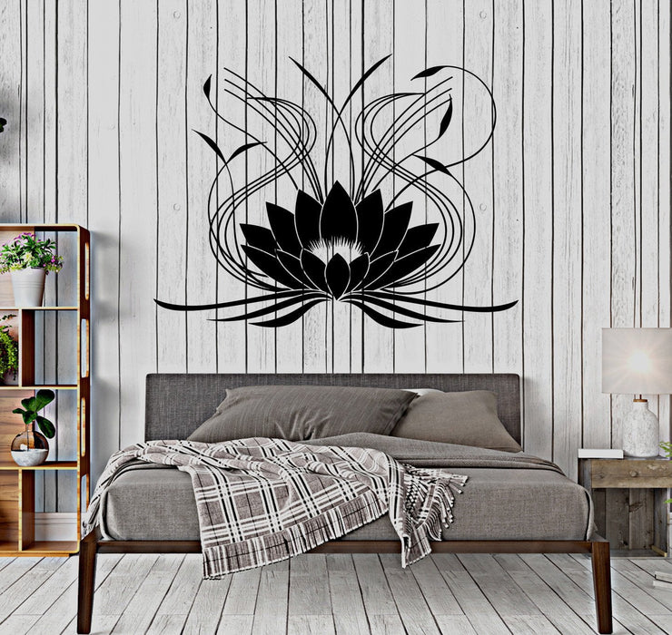 Виниловая наклейка на стену цветок лотоса орнамент цветочные наклейки настенная роспись уникальный подарок (644ig)