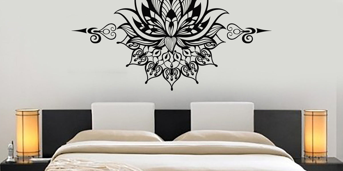 Vinyl Wall Decal Lotus Flower Yoga Buddhism Meditation Symbol Stickers ...