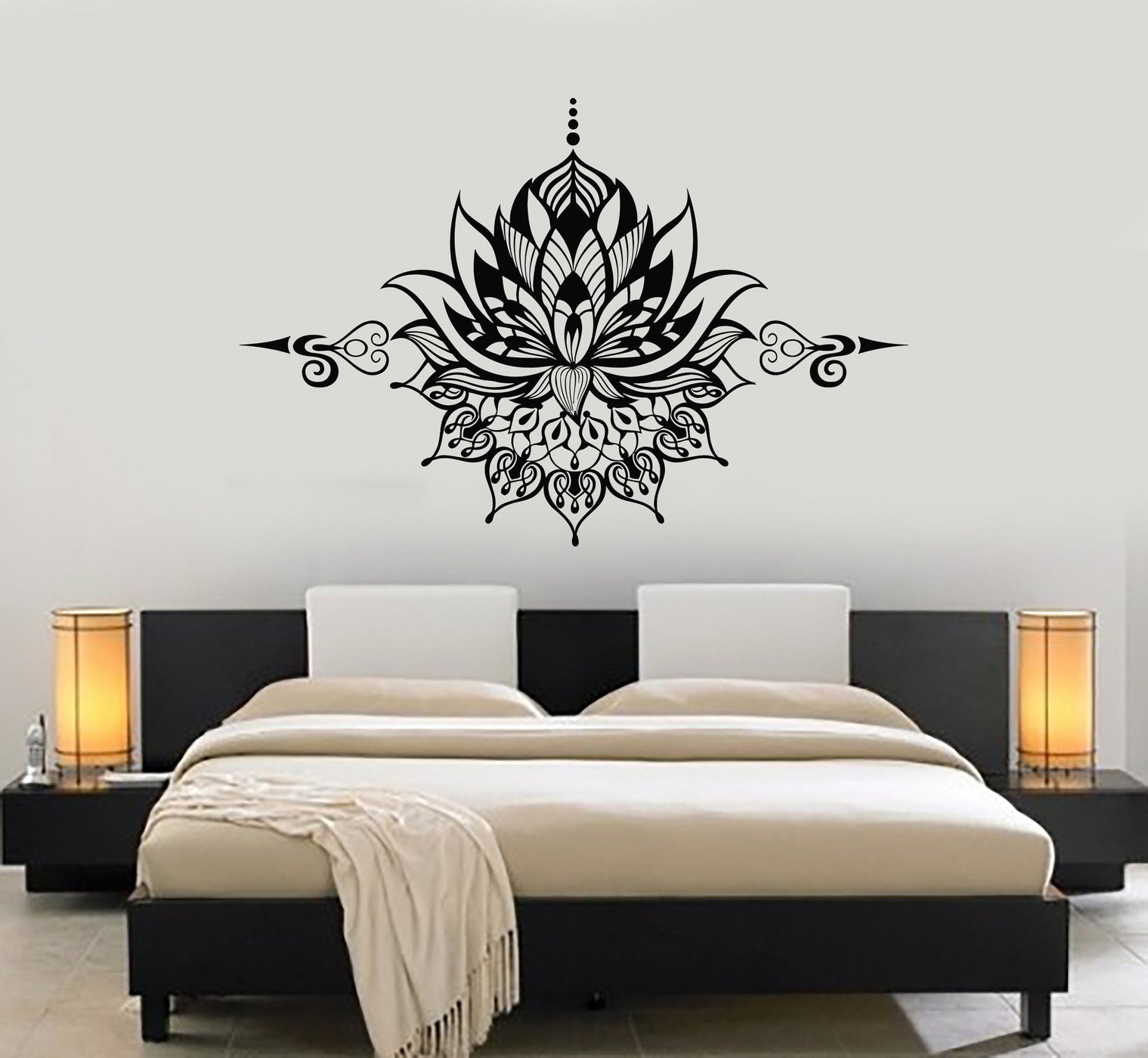 Vinyl Wall Decal Lotus Flower Yoga Buddhism Meditation Symbol Stickers ...