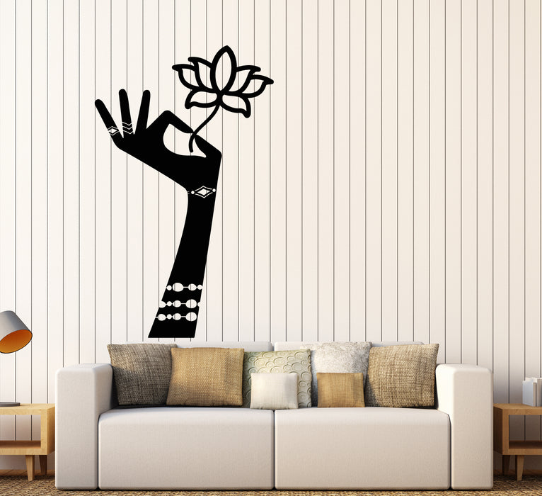 Autocollant mural en vinyle Hindouisme Mehndi Fleur de Lotus Autocollants de salle de méditation (3323ig) 