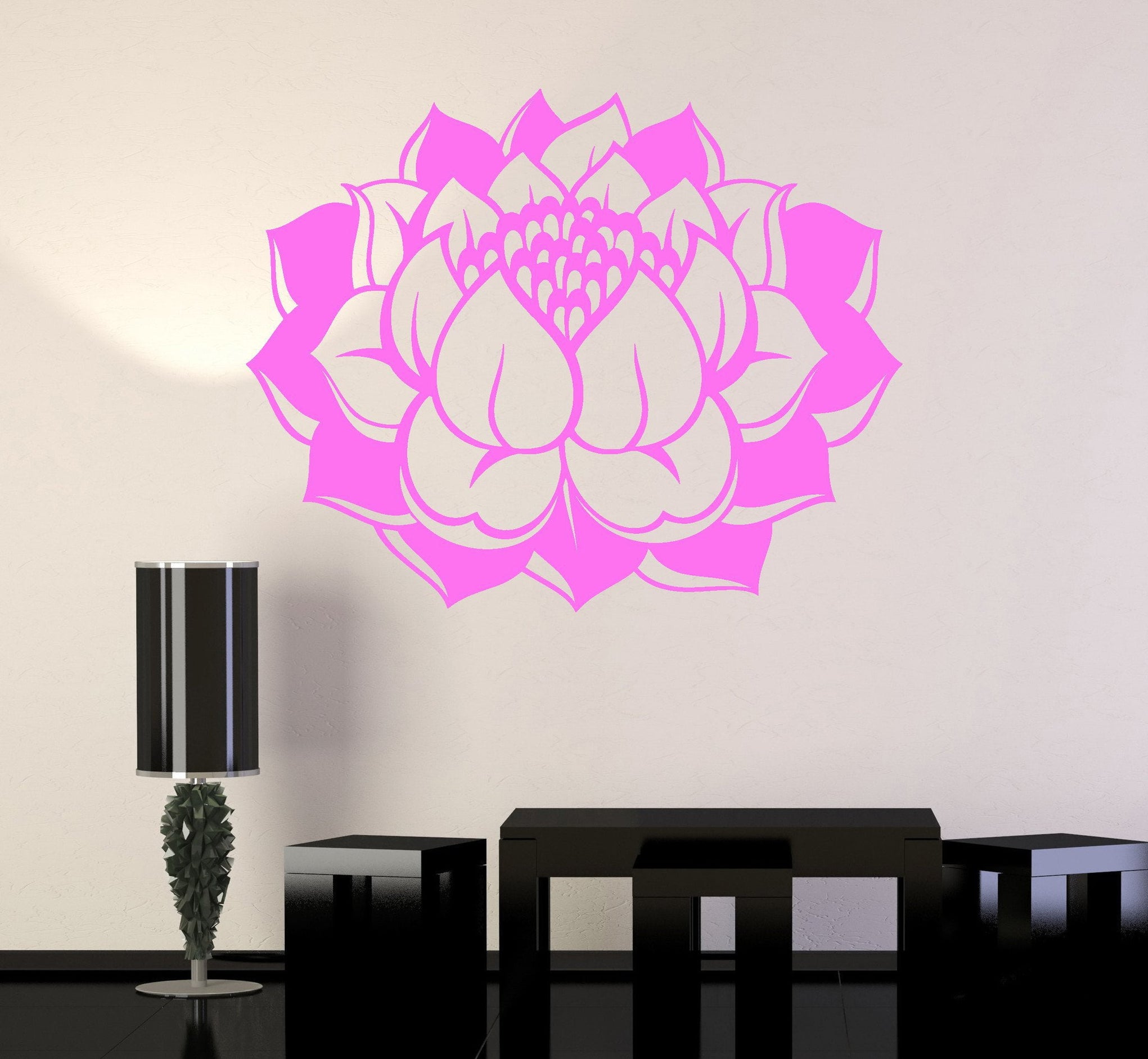 Vinyl Wall Decal Lotus Flower Yoga Buddhism Bedroom Decor Stickers Uni ...