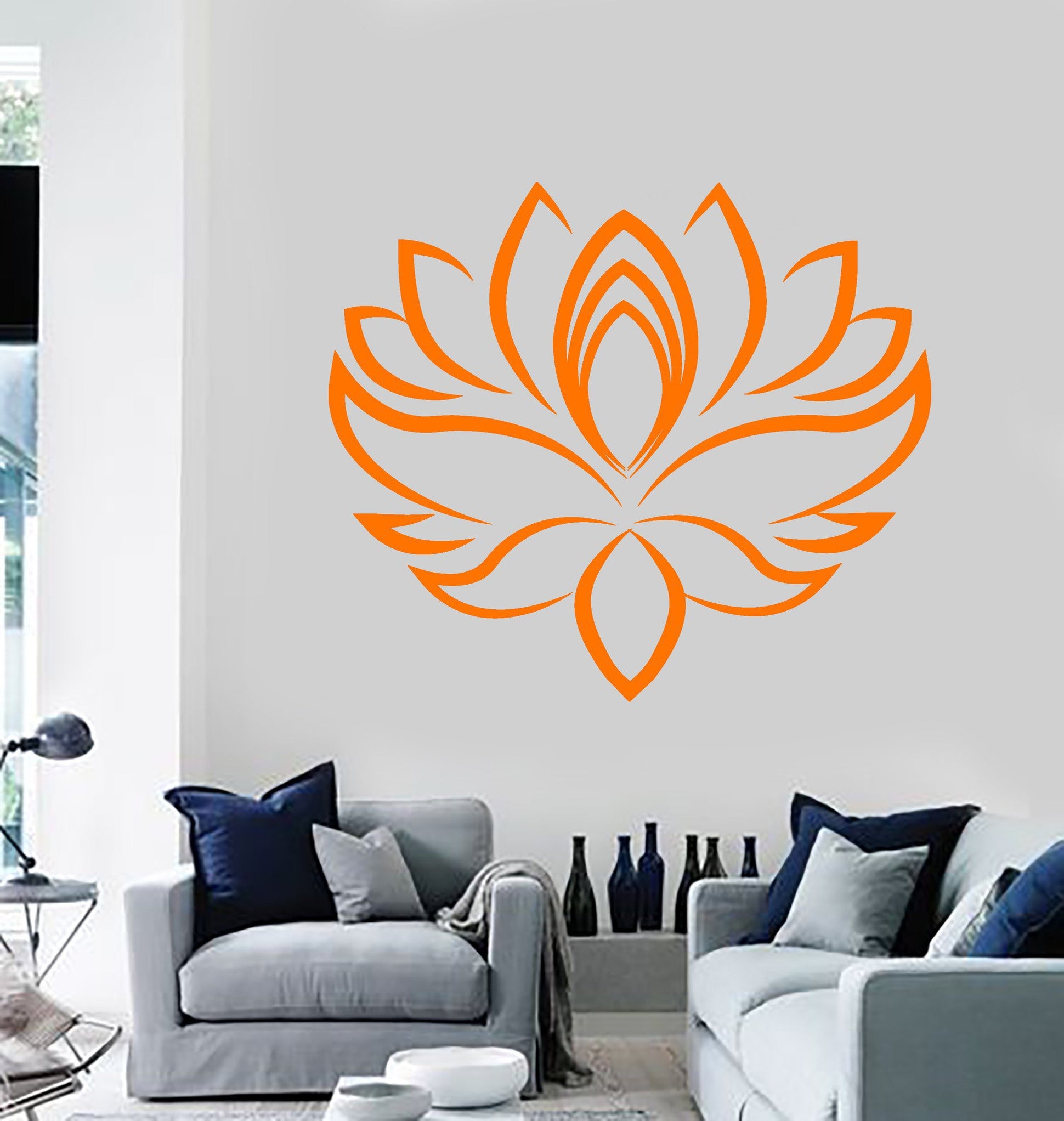 Vinyl Wall Decal Lotus Flower Yoga Center Hinduism Stickers Unique Gif ...