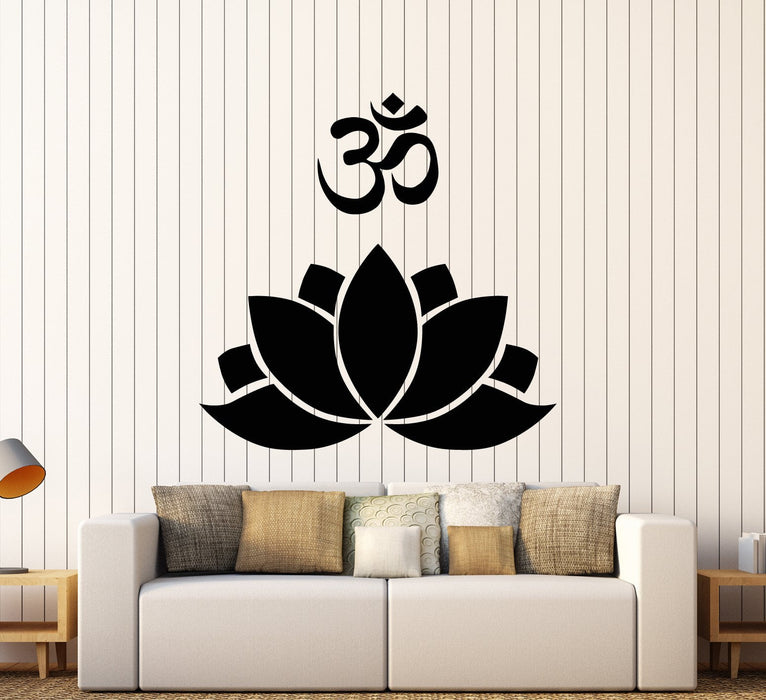 Vinyl Wall Decal Lotus Flower Om Mantra Yoga Meditation Stickers (2385ig)