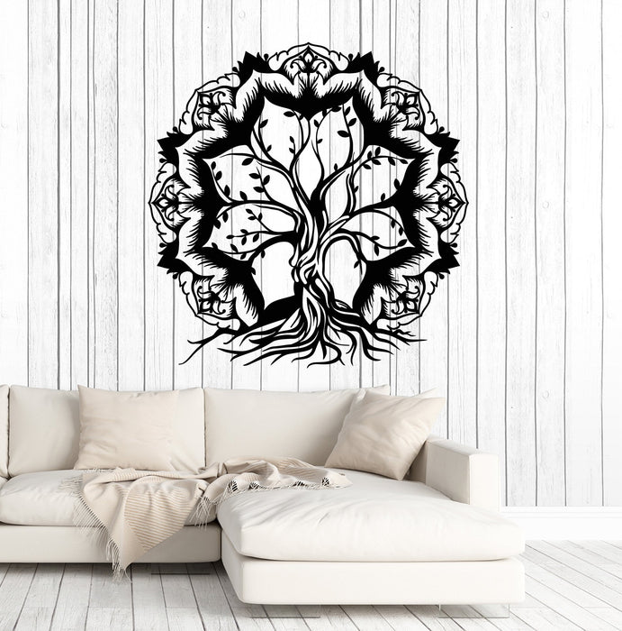 Vinyl Wall Decal Lotus Flower Abstract Tree Of Life Branches Stickers (2882ig)