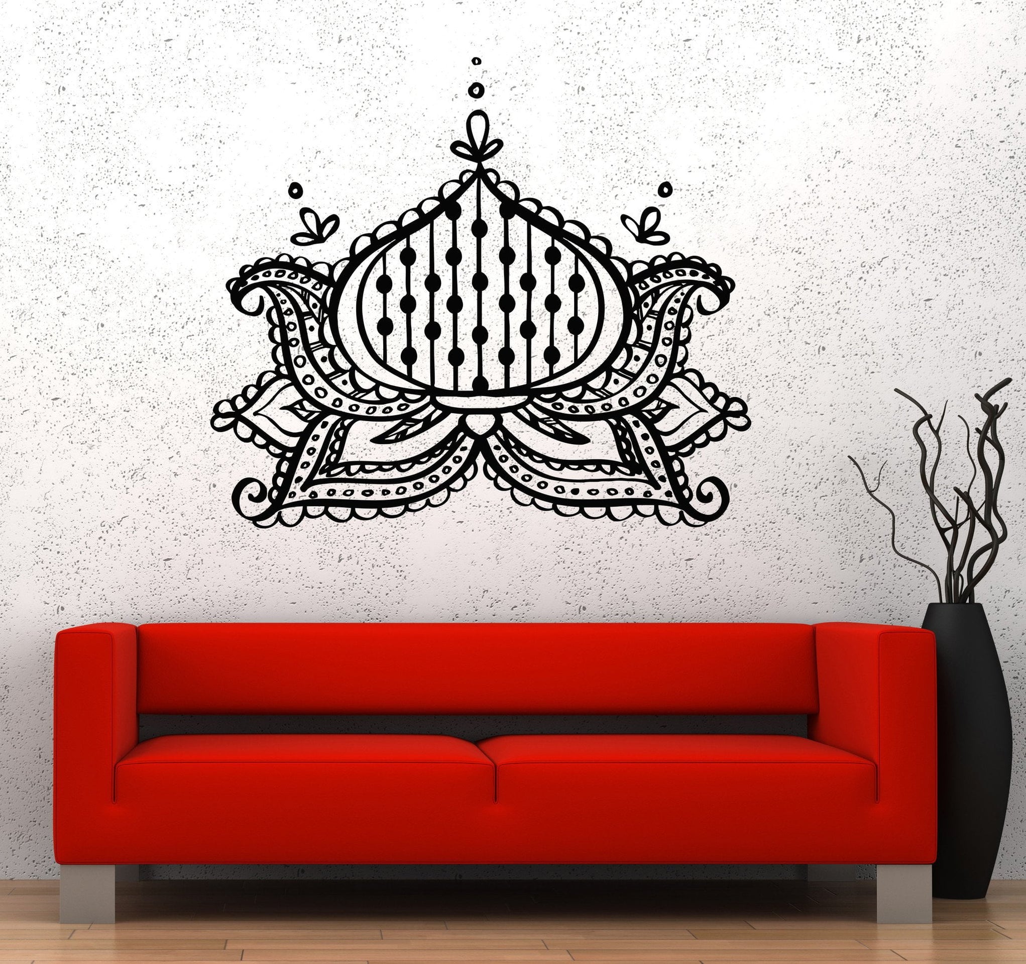 Vinyl Wall Decal Lotus Flower Design Yoga Meditation Pattern Stickers ...