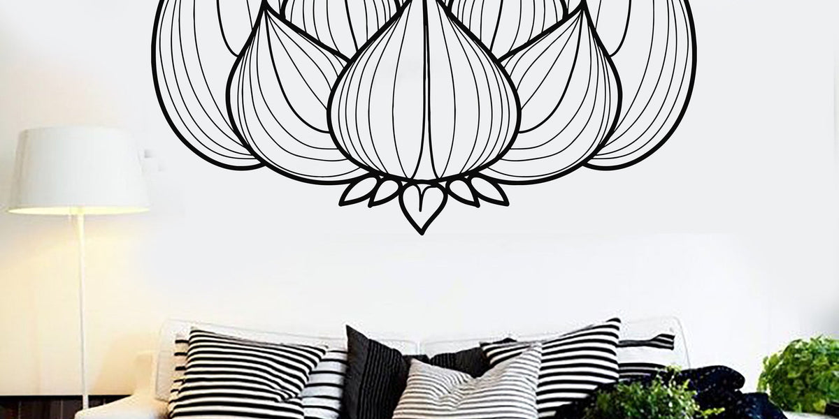Vinyl Wall Decal Lotus Flower Hinduism Yoga Studio Hindu Stickers Mura ...