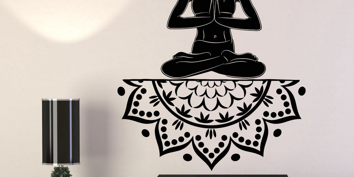 Vinyl Wall Decal Yoga Girl Meditation Lotus Pose Beauty Health Sticker ...