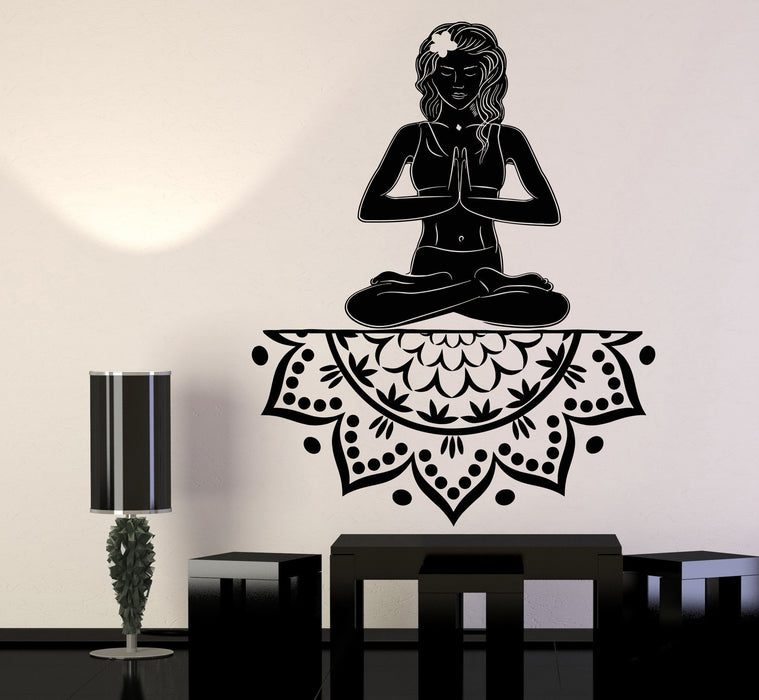 Vinyl Wall Decal Yoga Girl Meditation Lotus Pose Beauty Health Stickers Unique Gift (1189ig)