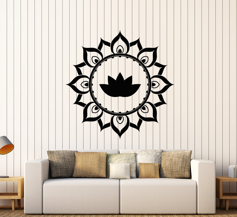 Autocollant mural en vinyle pour salle de méditation Motif fleur de lotus (3372ig) 