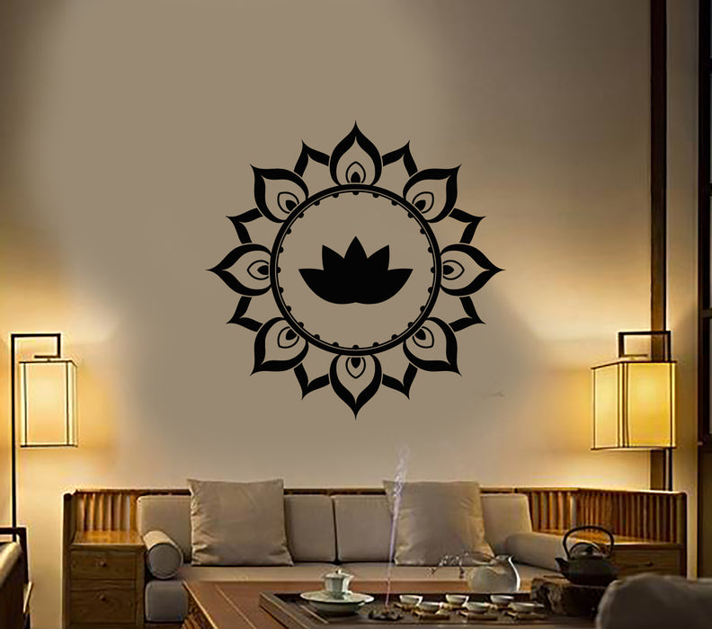Vinyl Wall Decal Ornament Lotus Flower Meditation Room Stickers (3372ig)