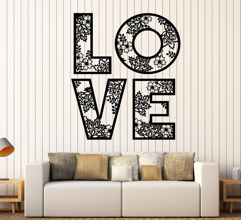 Vinyl Wall Decal Love Romantic Bedroom Design Art Decor Flowers Stickers Unique Gift (919ig)