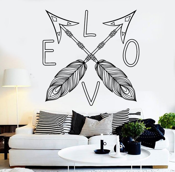 Autocollant mural en vinyle Love Arrows Autocollants de décoration de chambre romantique Cadeau unique (ig4429)