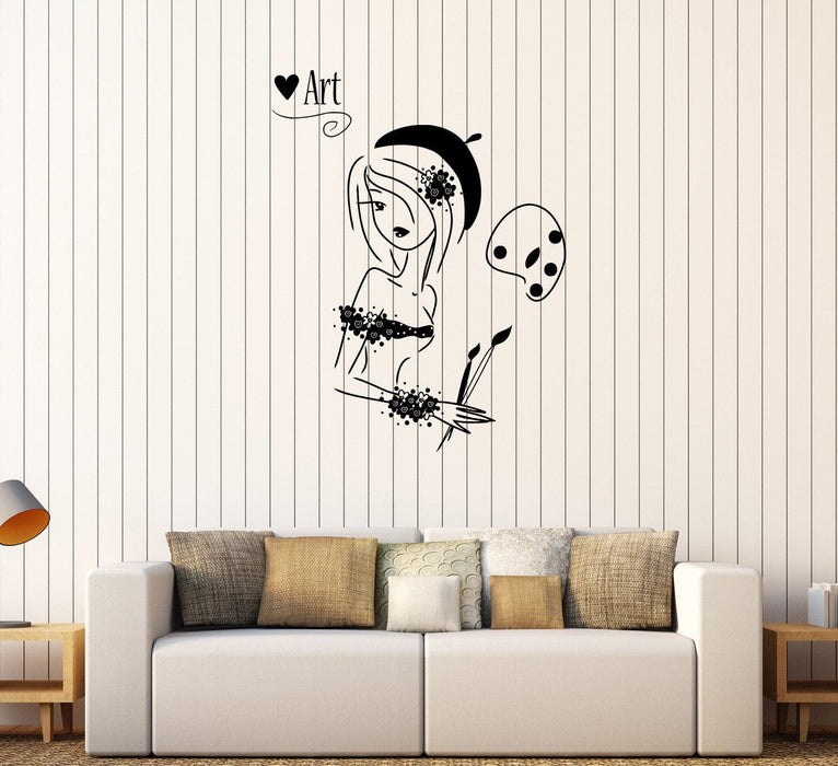Vinyl Wall Decal Artist Painting Art Pretty Girl Stickers Unique Gift (262ig)
