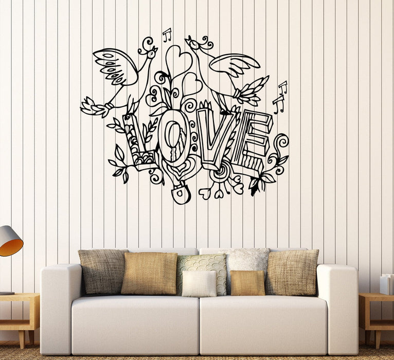 Vinyl Wall Decal Love Birds Romance Home Room Decor Stickers Unique Gift (352ig)