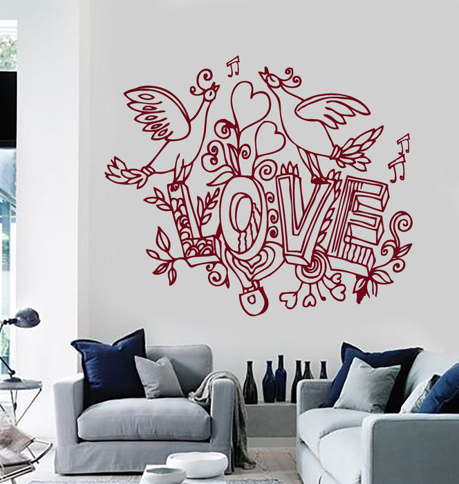 Vinyl Wall Decal Love Birds Romance Home Room Decor Stickers Unique Gift (352ig)