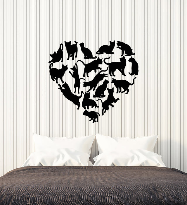 Vinyl Wall Decal Heart Symbol Love Pets Cats Stickers (3668ig)