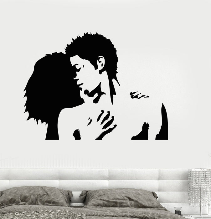 Sexy Man Women Silhouette Wall Sticker Bedroom Loving Couple Romantic Vinyl  Decal Murals Nude Stickers House Wall Ornament