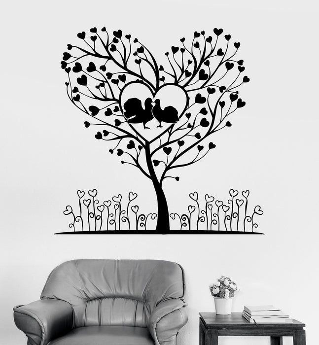 Vinyl Wall Decal Romantic Tree Love Heart Art Room Stickers Unique Gift (359ig)