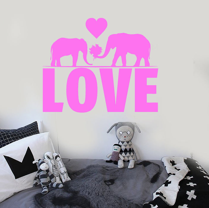 Vinyl Wall Decal Love Elephants Romantic Room Decor Stickers Unique Gift (ig4280)