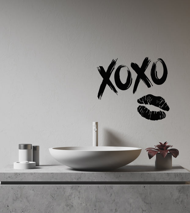 Autocollant mural en vinyle Love Romance Girl Lips Rouge à lèvres Mark XOXO Stickers (3960ig) 