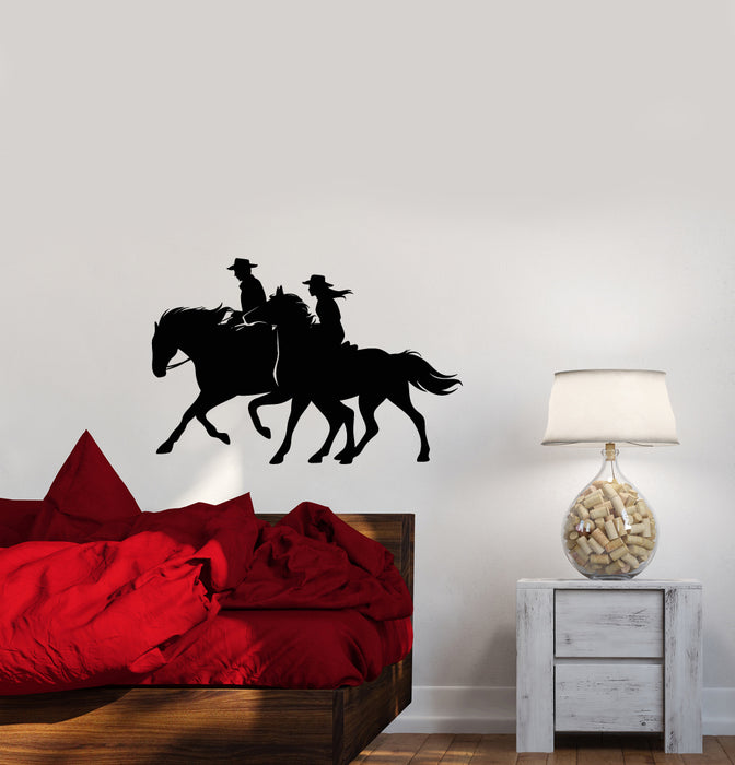 Vinyl Wall Decal Horse Riders Love Romance Woman and Man Stickers (3998ig)