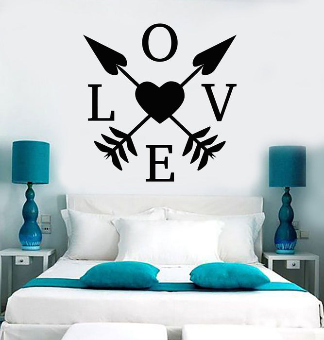 Vinyl Wall Decal Love Heart Arrows Romantic Room Decoration Unique Gift (ig4371)