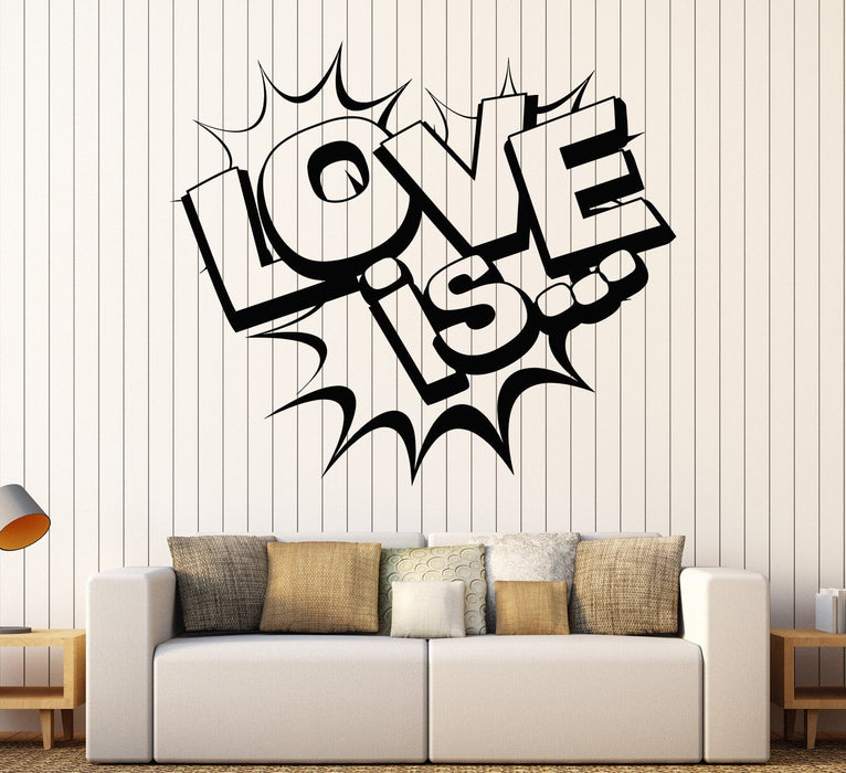 Autocollant mural en vinyle Love Is Words Romance Girl's Room Cadeau pour filles Autocollants Cadeau unique (1102ig)