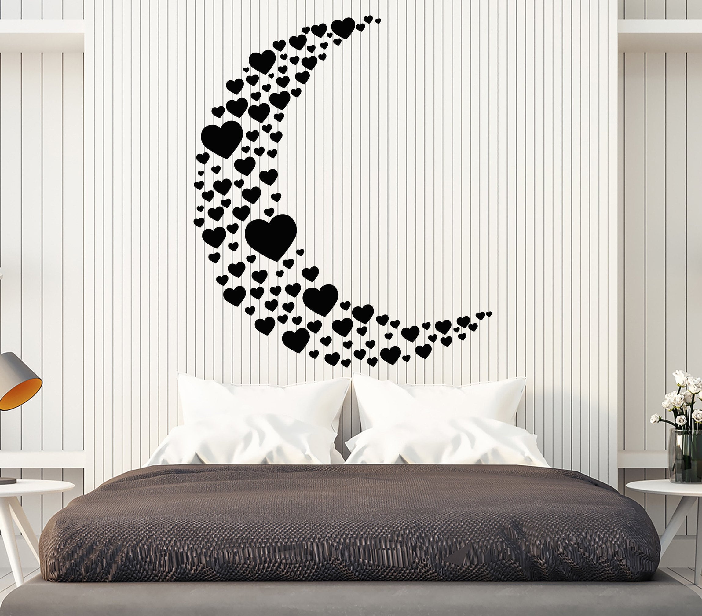 Vinyl Wall Decal Moon Heart Love Romance Girl Room Decor Stickers Uniq ...