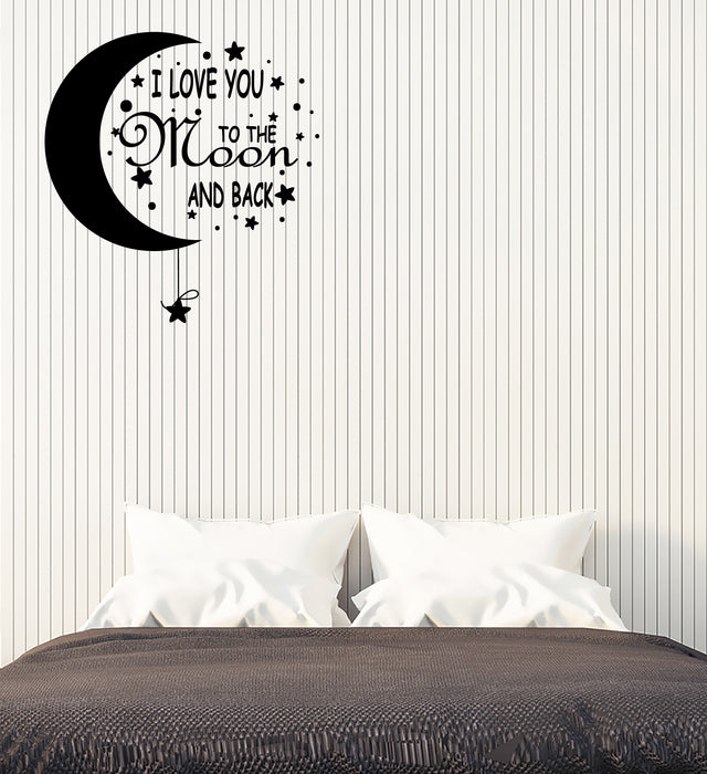 Vinyl Wall Decal Romantic Quote I Love You To The Moon And Back Stickers (4037ig)