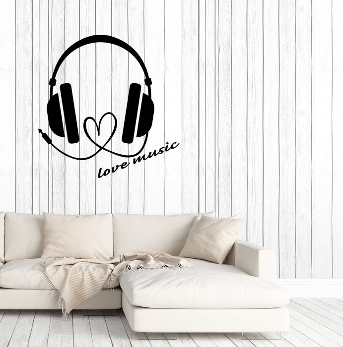 Виниловые наклейки на стену Музыкальные наушники Сердце Любовь Музыка Цитата Слова Наклейки (3729ig) 