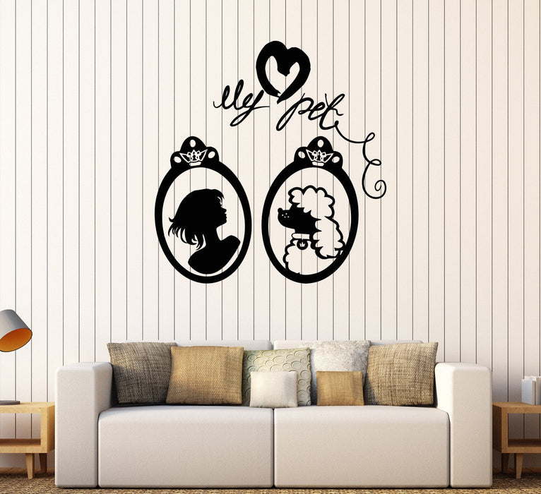 Autocollant mural en vinyle pour chambre de fille, portrait de femme, mes autocollants pour animaux de compagnie, cadeau unique (420ig)