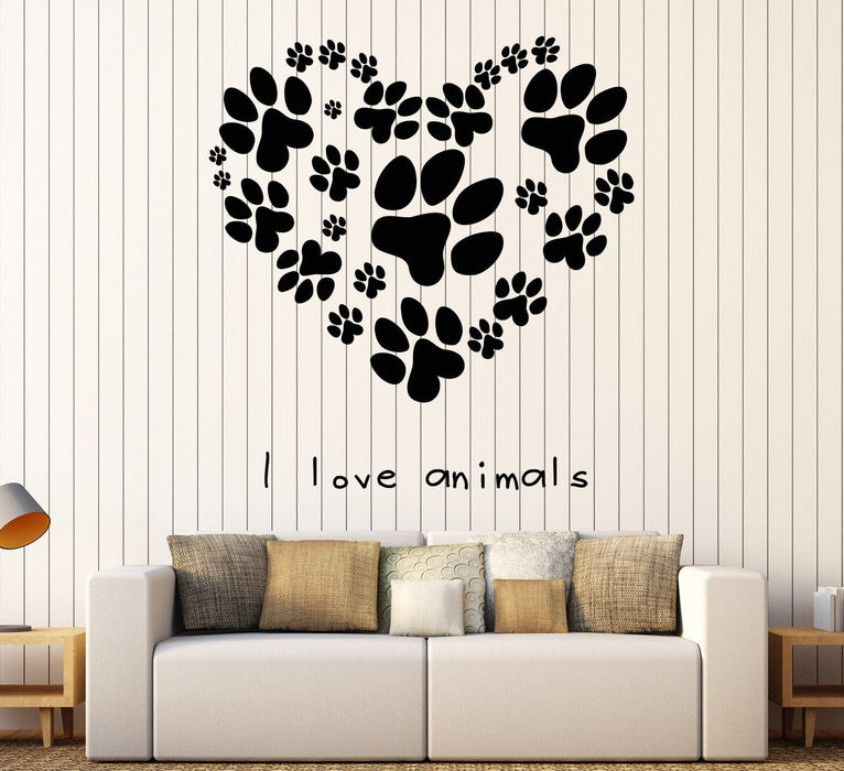 Vinyl Wall Decal Pets Veterinary Clinic Animal Love Dog Paw Print Cat Stickers Unique Gift (666ig)