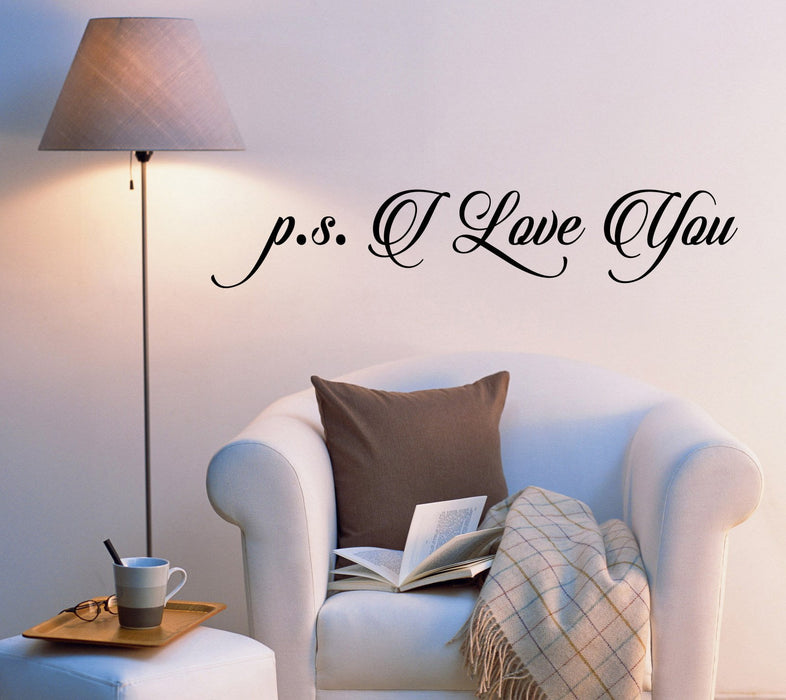 Vinyl Wall Decal P.S I Love You Letter Romantic Style Words Stickers 1993ig (22.5 in x 4 in)