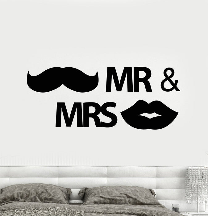 Vinyl Wall Decal Mr. and Mrs. Bedroom Decor Newlyweds Stickers (2338ig)