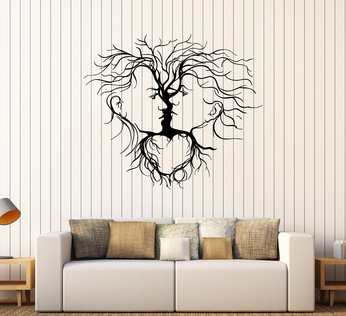 Vinyl Wall Decal Loving Couple Abstract Tree Romantic Decoration Stick ...