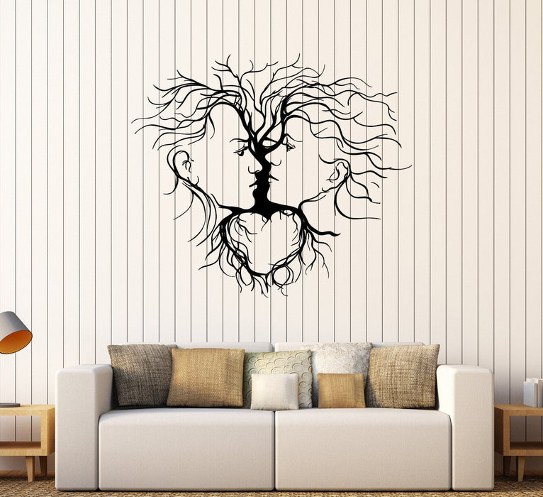 Vinyl Wall Decal Loving Couple Abstract Tree Romantic Decoration Stickers Unique Gift (254ig)