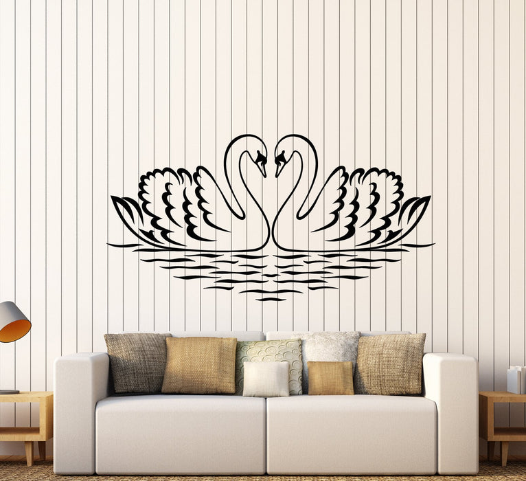 Vinyl Wall Decal Swans Birds Love Romance Bedroom Decor Stickers (2280ig)