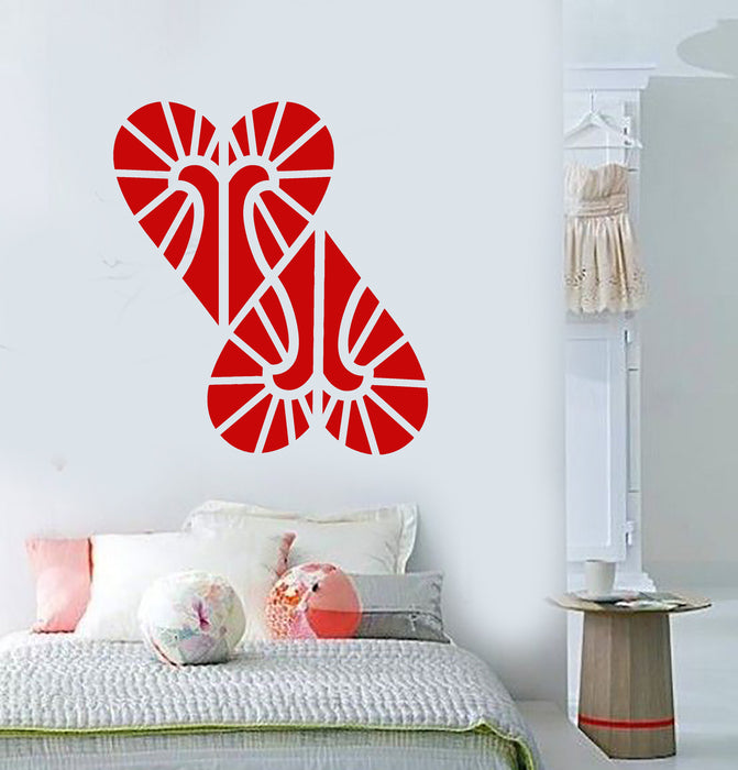 Autocollant mural en vinyle abstrait géométrique deux coeurs amour autocollants cadeau unique (1856ig)