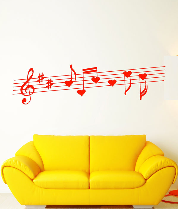 Vinyl Wall Decal Heart Notes Love Song Music Romance Stickers Unique Gift (1369ig)