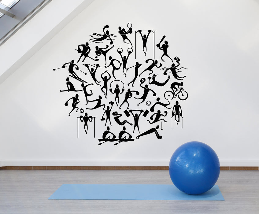 Vinyl Wall Decal Cartoon People Love Sports Physical Education Stickers (2339ig)