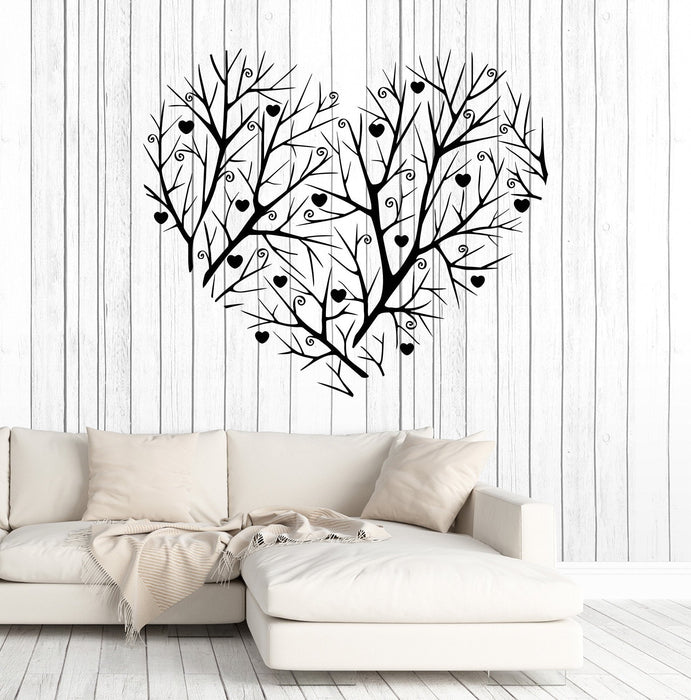 Vinyl Wall Decal Heart Love Tree Beautiful Branch Romance Stickers Unique Gift (1395ig)