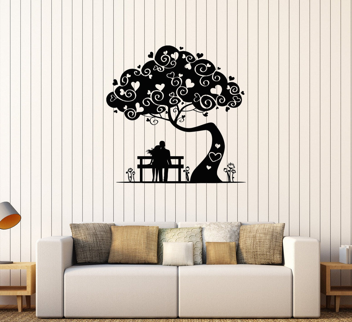 Vinyl Wall Stickers Loving Couple Tree Love Heart Romantic Decal Mural ...