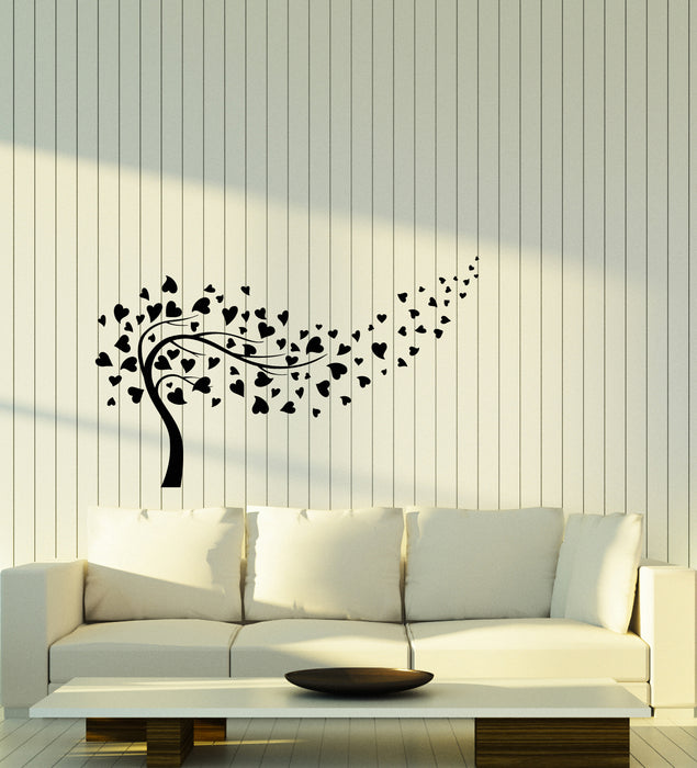 Vinyl Wall Decal Romantic Love Tree Hearts Leaves Stickers (3993ig)