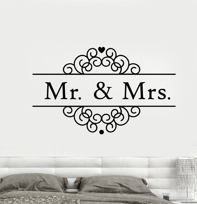 Виниловая наклейка на стену с логотипом Mr &amp; Mrs Wedding Salon Studio Love Family Наклейки Уникальный подарок (1897ig)
