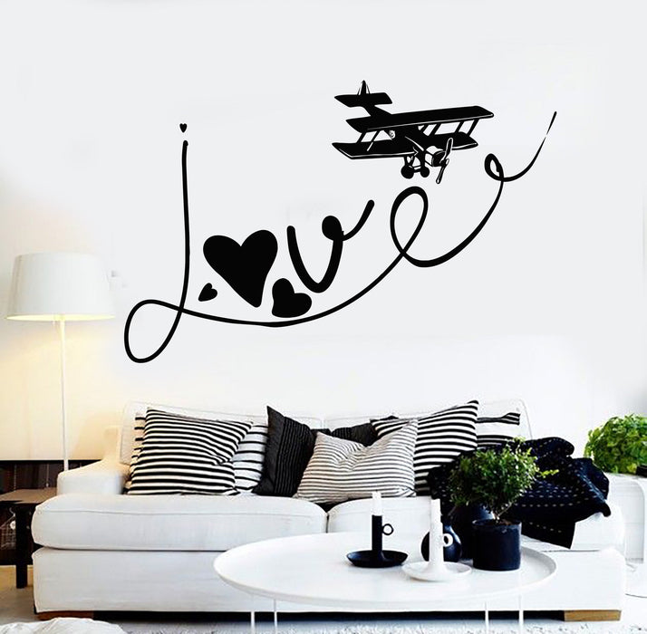 Vinyl Wall Decal Love Word Airplane Romantic Decoration Stickers Unique Gift (ig4351)